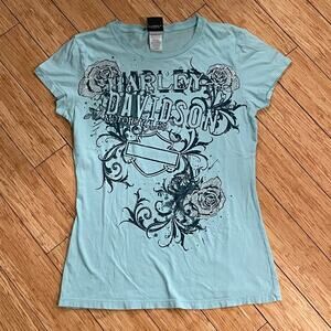 Harley Davidson Motorcycles Anchorage Alaska T-Shirt tee rose sparkly